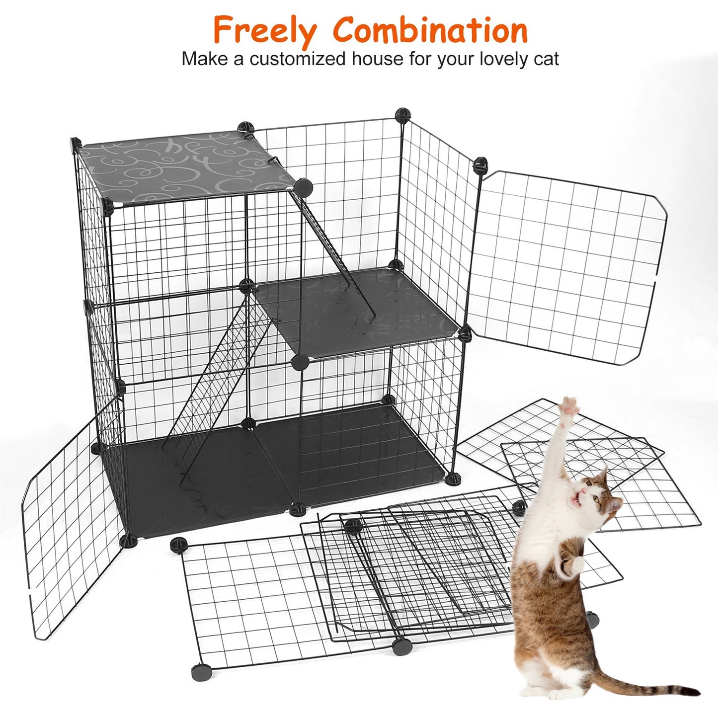 3 Tier Cat Playpen Cage Metal Indoor Cat House