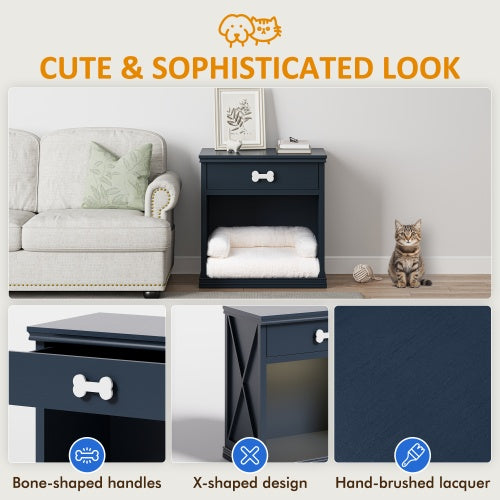 Vintage Small Bedside Table Pet Bed With LED Lights