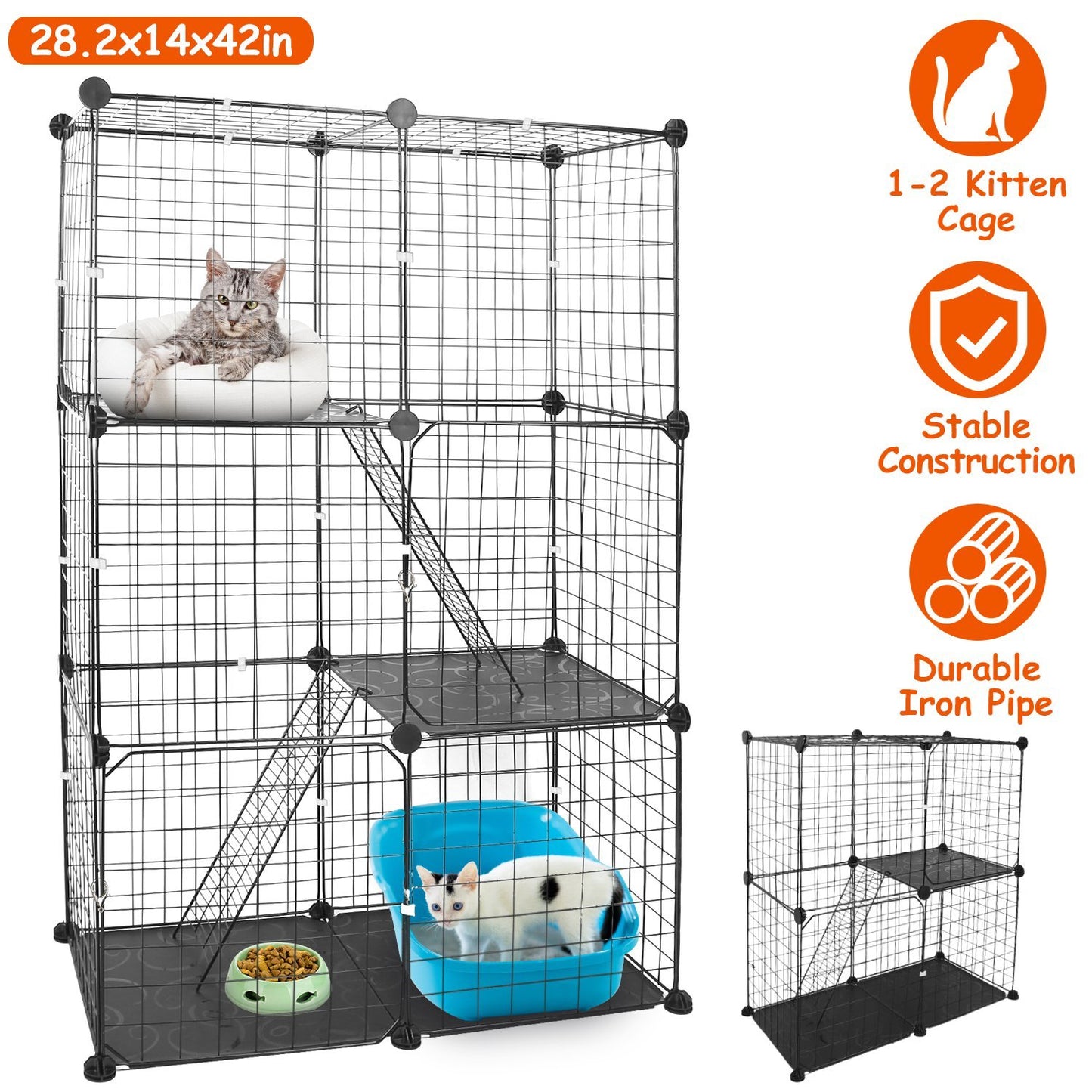 3 Tier Cat Playpen Cage Metal Indoor Cat House