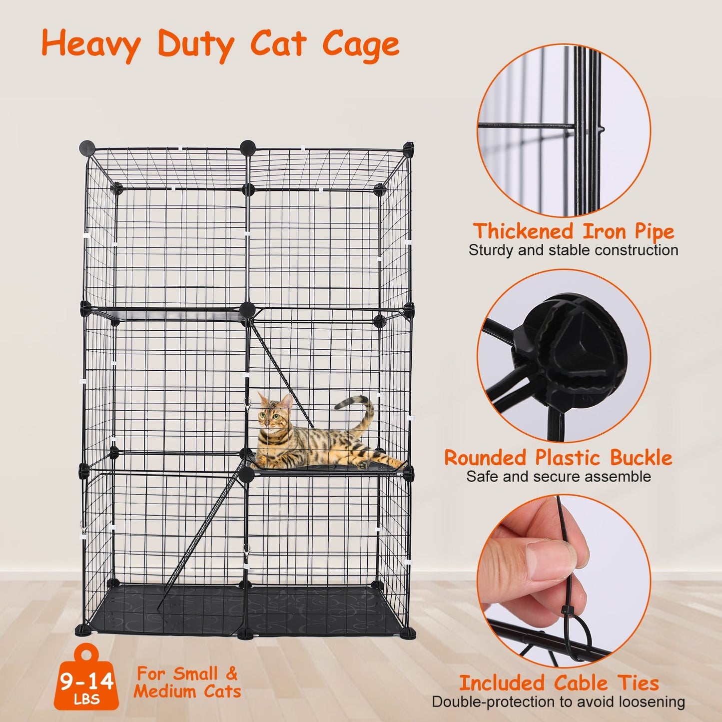 3 Tier Cat Playpen Cage Metal Indoor Cat House