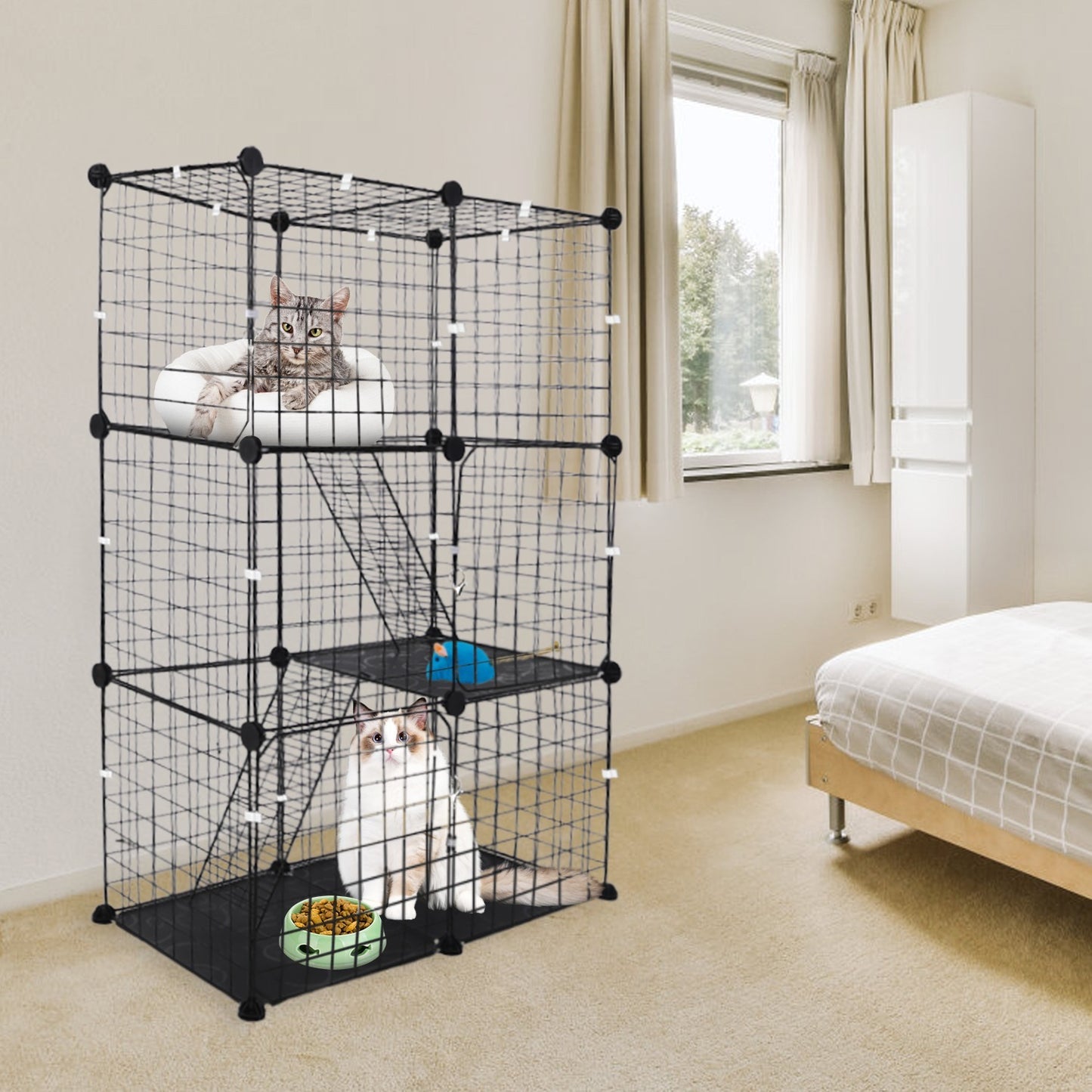 3 Tier Cat Playpen Cage Metal Indoor Cat House
