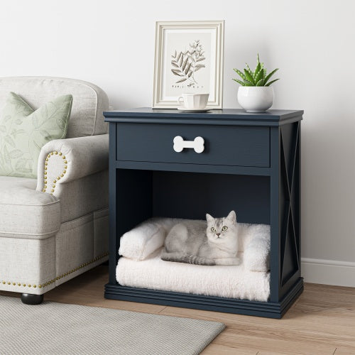 Vintage Small Bedside Table Pet Bed With LED Lights