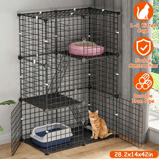 3 Tier Cat Playpen Cage Metal Indoor Cat House