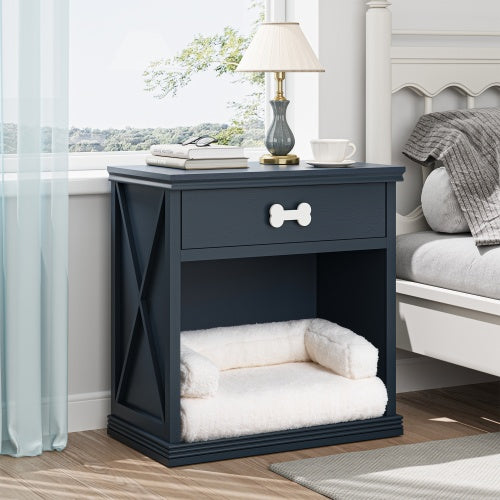 Vintage Small Bedside Table Pet Bed With LED Lights